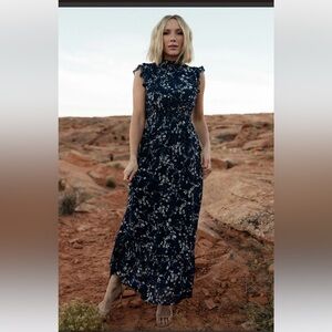 Kearny Ruffle Maxi Dress | Blue Floral size 2X